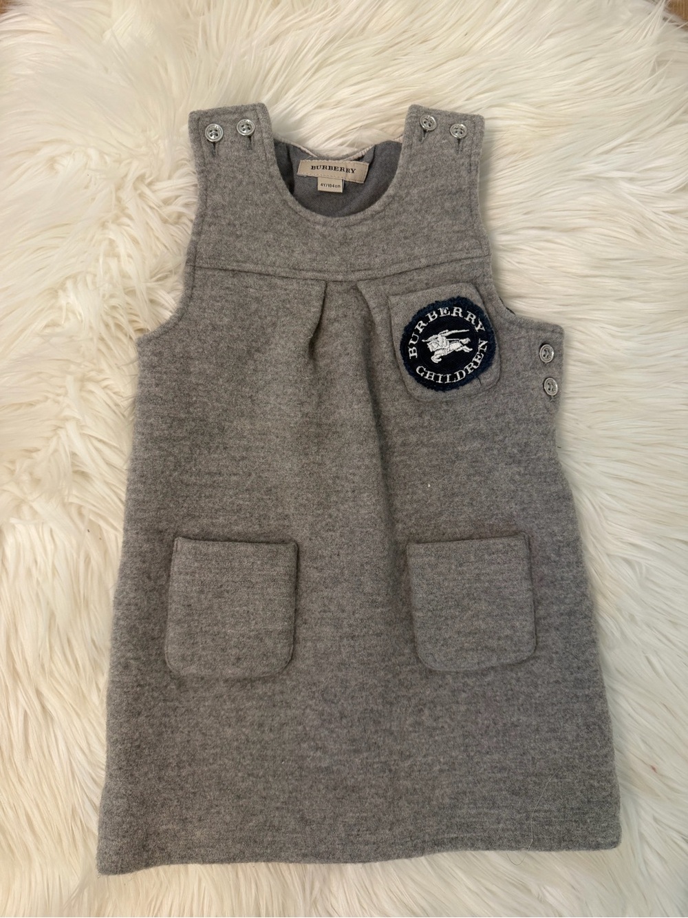 Burberry Gray Pinafore 100% Wool Jumper Dress Size 4